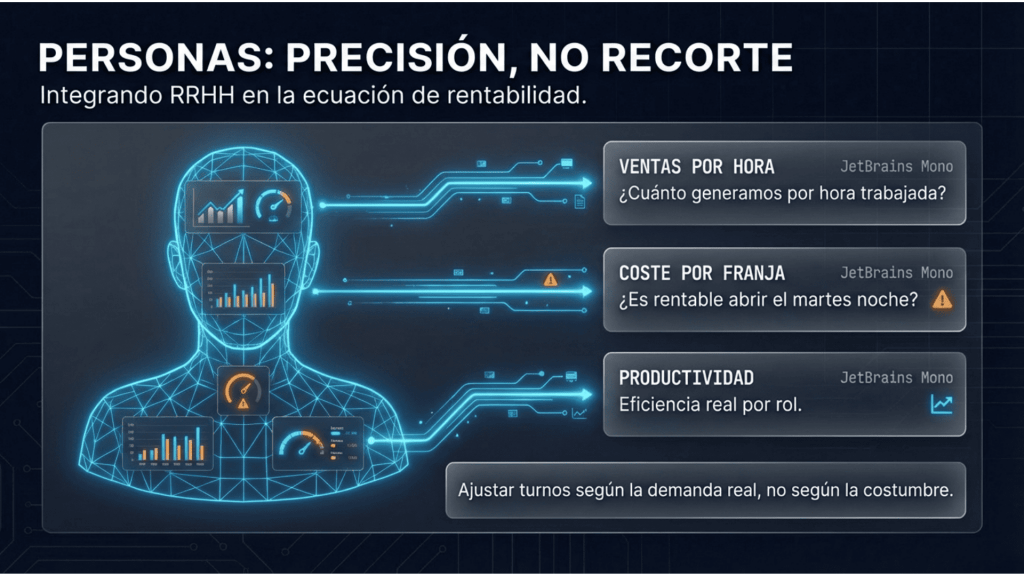 Personas como palanca de margen: integración de RRHH y ventas en Power BI para decisiones basadas en datos Analítica de personas en hostelería con Power BI: ventas por hora, coste por franja y productividad para optimizar el margen