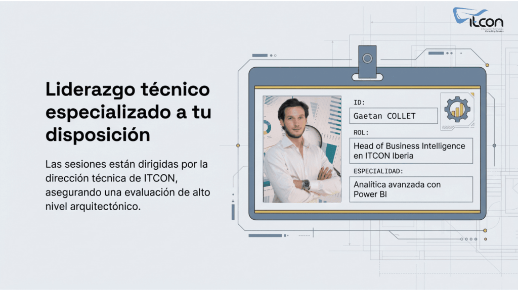 Especialista en Business Intelligence Gaetan Collet liderando diagnósticos técnicos de Power BI en ITCON