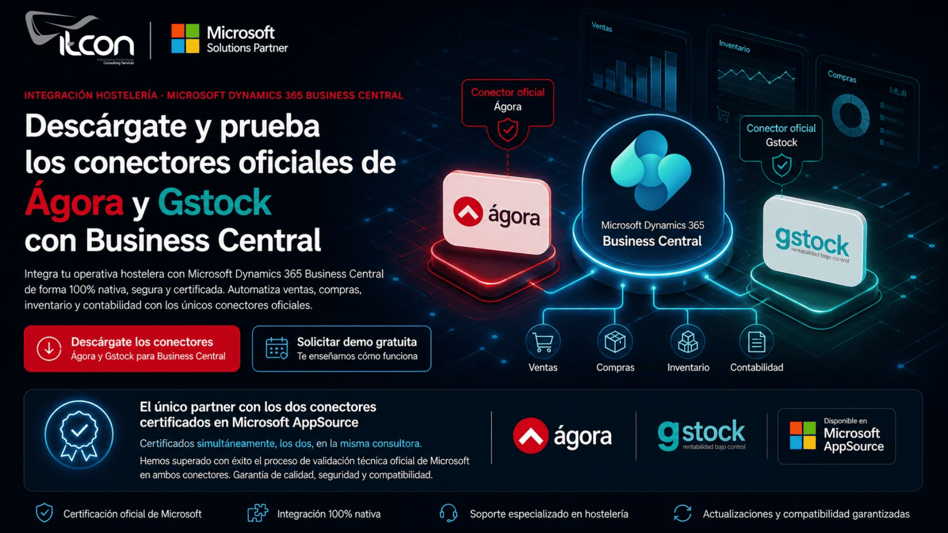 Conectores empresariales para integración de datos entre sistemas ERP como Business Central y herramientas de análisis